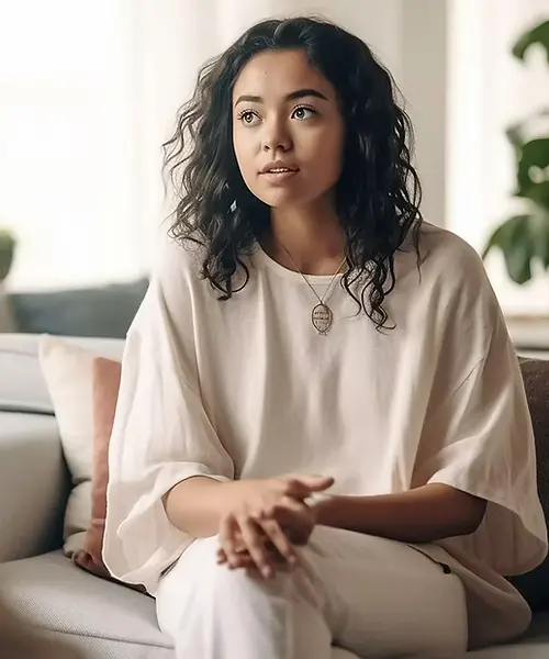 woman speaking to psychologist in a therapy center